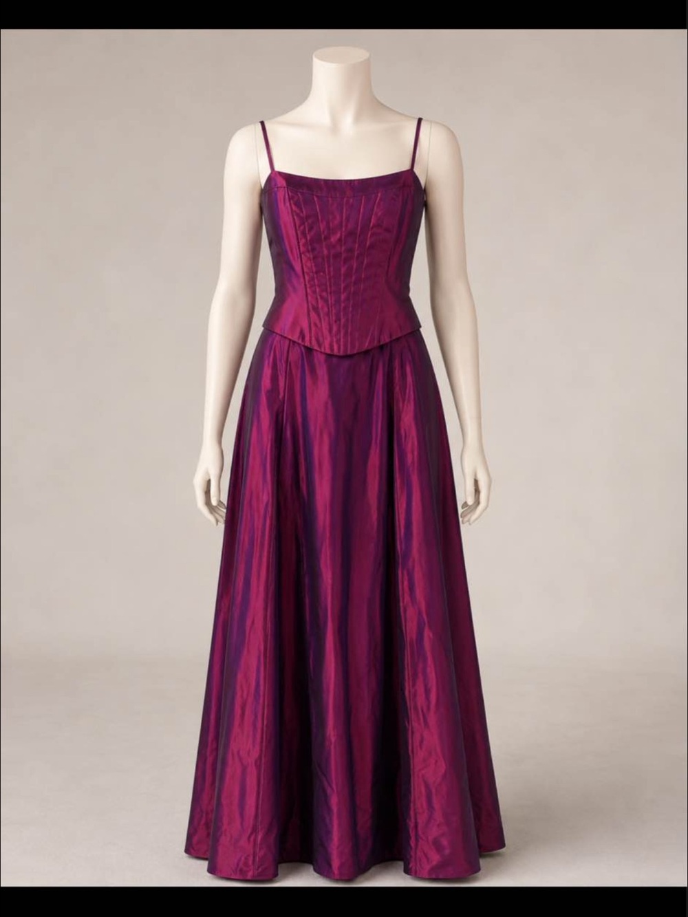 JS Collections Deep Magenta Two-Piece Prom Gown with Spaghetti Straps